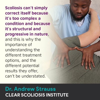 scoliosis cant simply correct itself