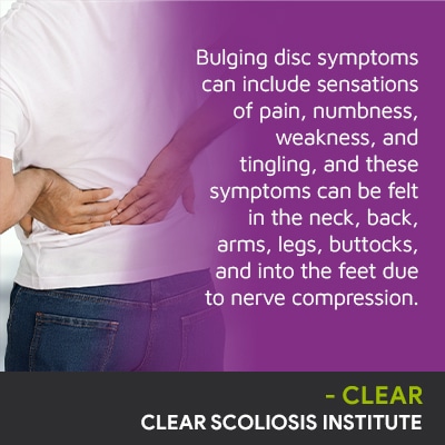 A visual representation of the quote from the text starting with “Bulging disc symptoms can include"