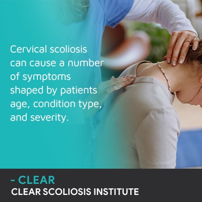 A visual representation of the quote from the text starting with “Cervical scoliosis can cause a"
