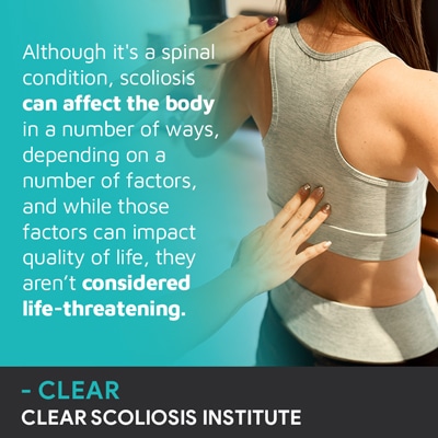 A visual representation of the quote from the text starting with “although it's a spinal condition"