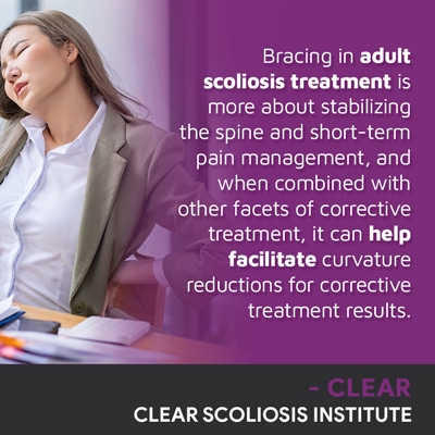A visual representation of the quote from the text starting with “bracing in adult scoliosis treatment"