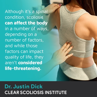 A visual representation of the quote from the text starting with “although it's a spinal condition"