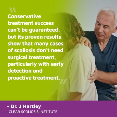 A visual representation of the quote from the text starting with “Conservative treatment success can't be"