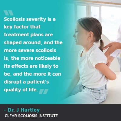 A visual representation of the quote from the text starting with “Scoliosis severity is a key"