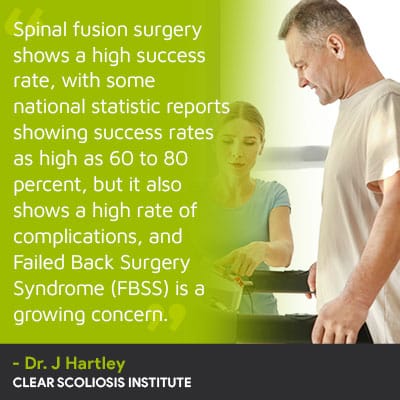 A visual representation of the quote from the text starting with “Spinal fusion surgery shows a"