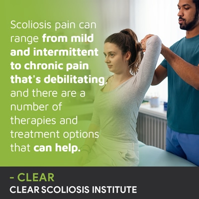 A visual representation of the quote from the text starting with “Scoliosis pain can range from"