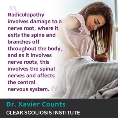 Radiculopathy involves damage to a