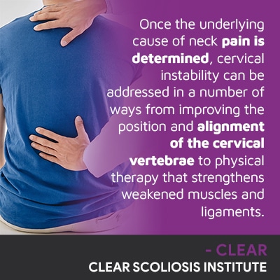 A visual representation of the quote from the text starting with “Once the underlying cause of neck pain"