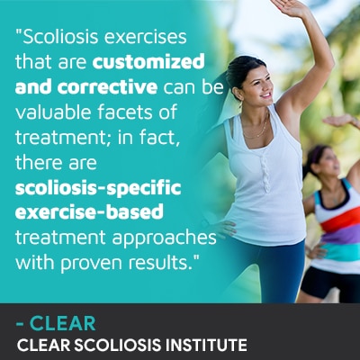 A visual representation of the quote from the text starting with “Scoliosis Exercises That Are Customized"