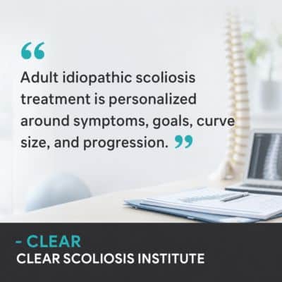 A visual representation of the quote from the text starting with “Treatment for idiopathic scoliosis in"